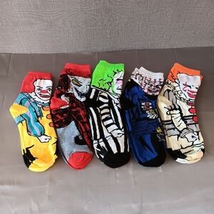 Halloween Horror Character Socks‎ 5 Pairs Iconic Antagonistic Stars NEW